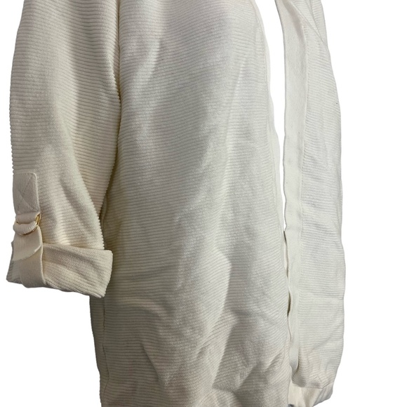 CHICO'S Ribbed Off White Ivory Open Style Cardigan Knit Sweater Cotton Blend  1 - Picture 14 of 16